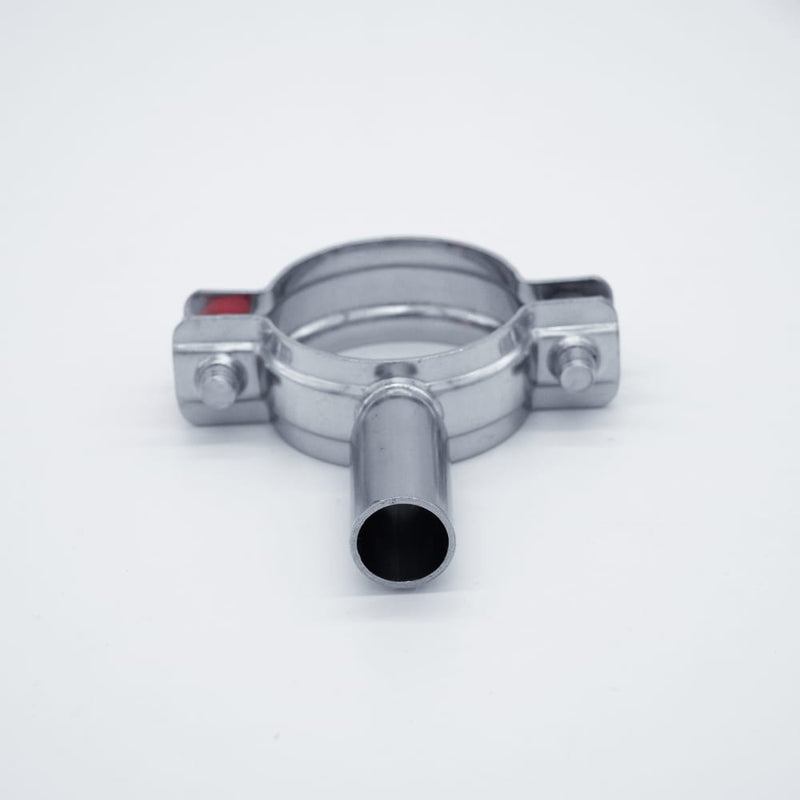 304 Stainless Steel Pipe Hanger. Bottom view to show the weld-on end. Photo Credit: TCfittings.com