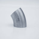 304 Stainless Steel 2 inch Weld 45 degree Elbow. Side view. Photo Credit: TCfittings.com
