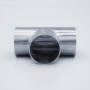 304 Stainless Steel 2-inch Weld Tee - to be welded in-line with 2-inch tubing. Front Side View. Photo Credit: TCfittings.com