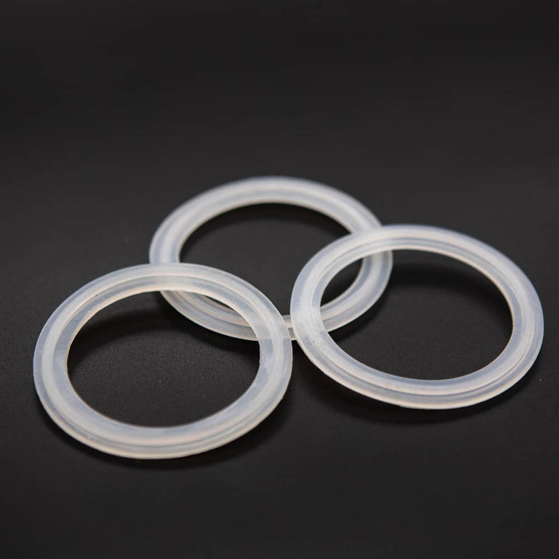 White Silicone gasket for a two inch tri-clamp connection. Group of Three. Photo Credit: TCfittings.com