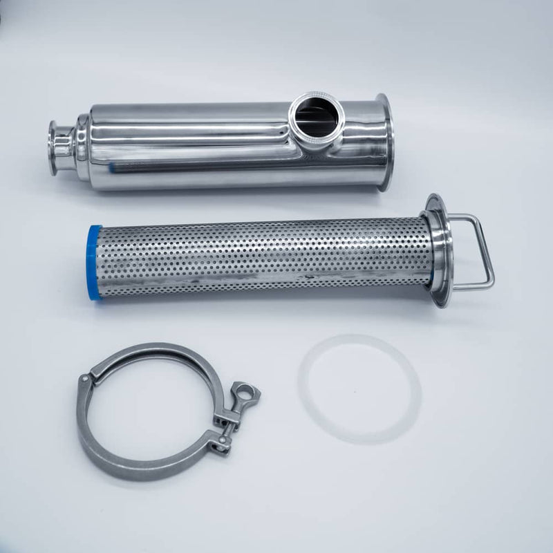 2-inch Tri-Clamp Compatible Angled In-Line Strainer disassembled. Photo Credit: TCfittings.com