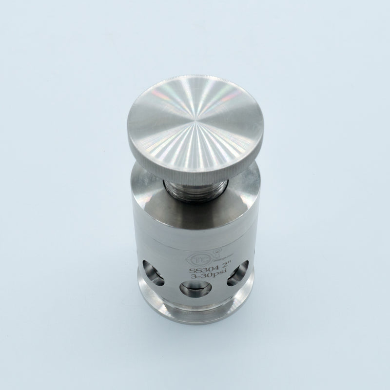 2 inch adjustable (3-30psi) pressure relief valve, top angled view.