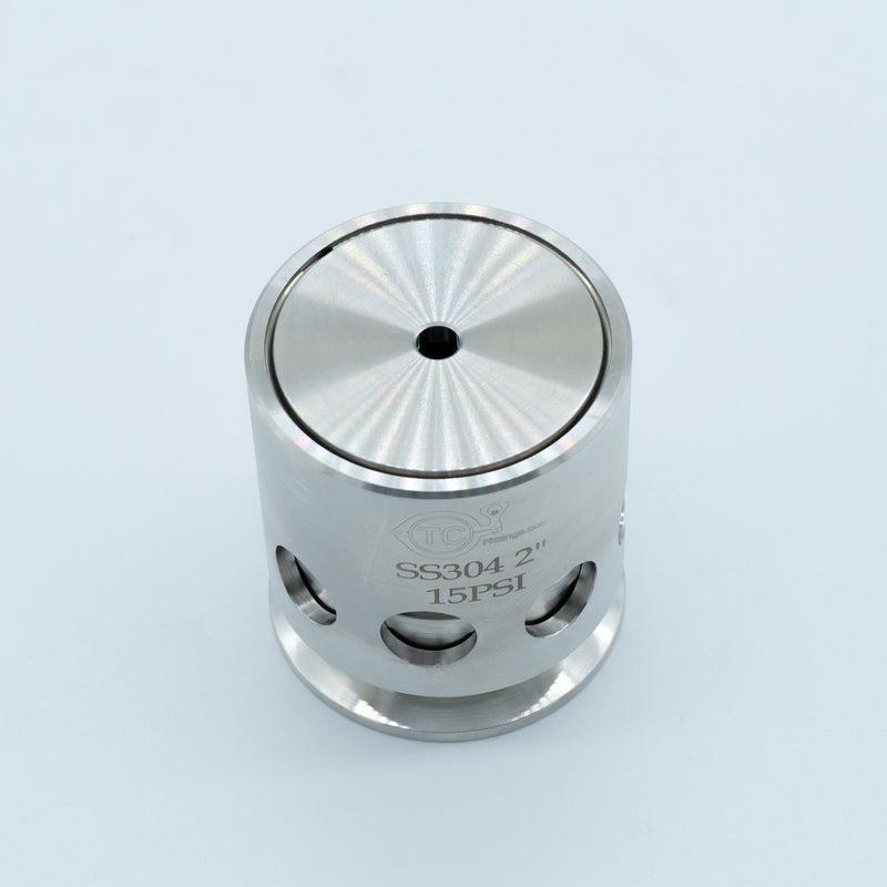 2 inch pressure relief valve - 15psi, top angled view.