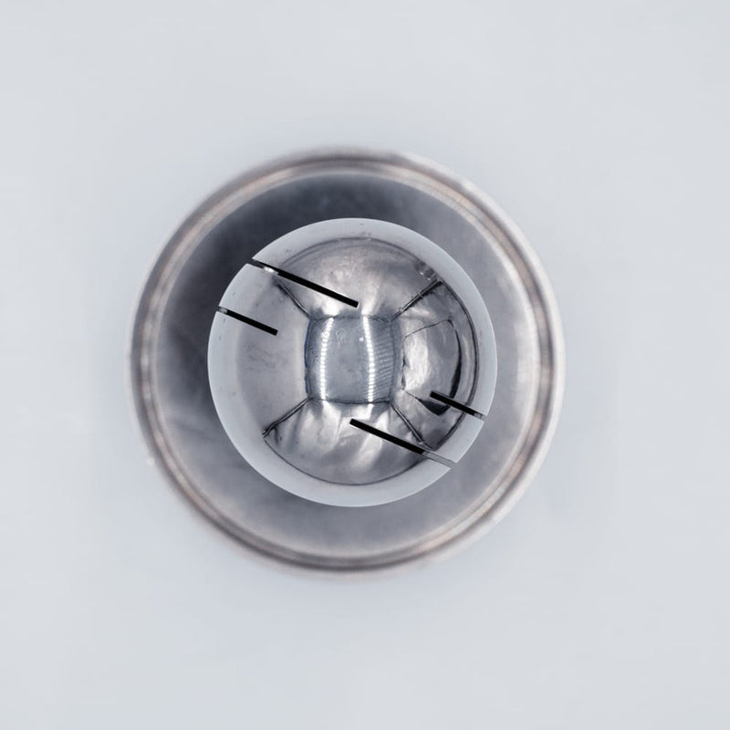 304 Stainless Steel 3 inch Tri Clamp Cap Spray Ball with 1.5 inch Tri Clamp Compatible Inlet Connection. Top view. Photo Credit: TCfittings.com