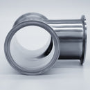 304 Stainless Steel 3 inch Tri-Clamp Compatible Tee. Side view. Photo Credit: TCfittings.com