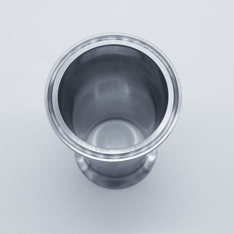 304 Stainless Steel 3 inch to 2 inch Concentric Reducer. Bottom angled view. Photo Credit: TCfittings.com
