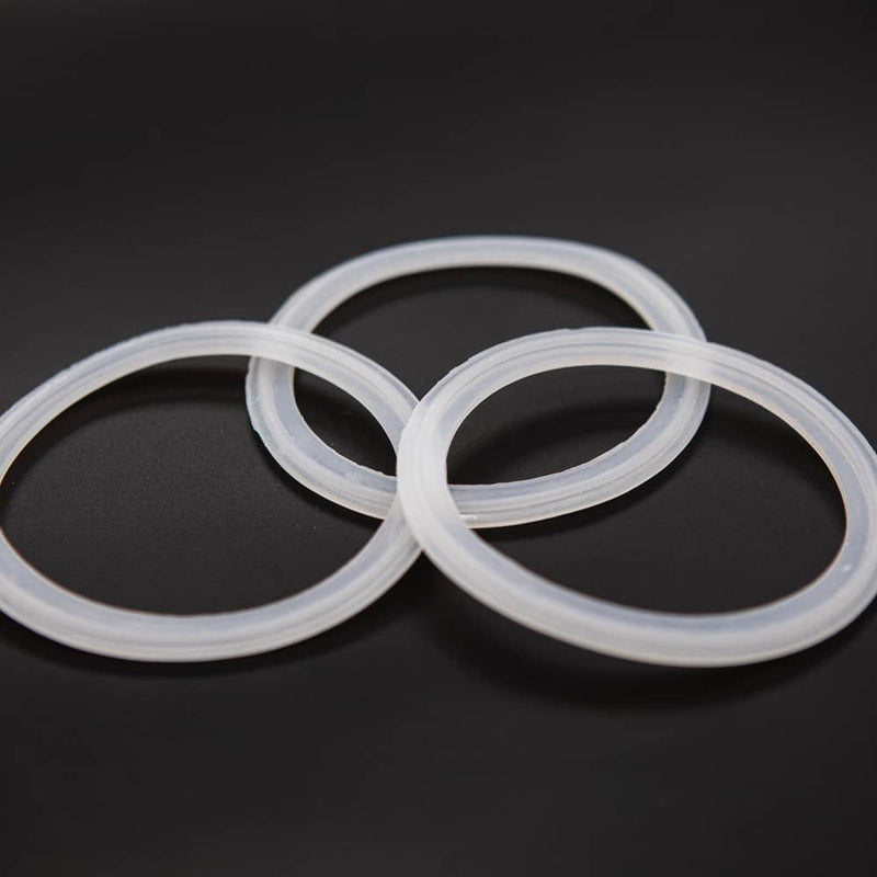 White Silicone gasket for a three inch tri-clamp connection. Group of Three. Photo Credit: TCfittings.com