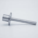 304 Stainless Steel 4 inch Long Thermowell with 1/2 inch FNPT Inlet & 1.5 inch Tri Clamp compatible mounting connection. Side view. Photo Credit: TCfittings.com