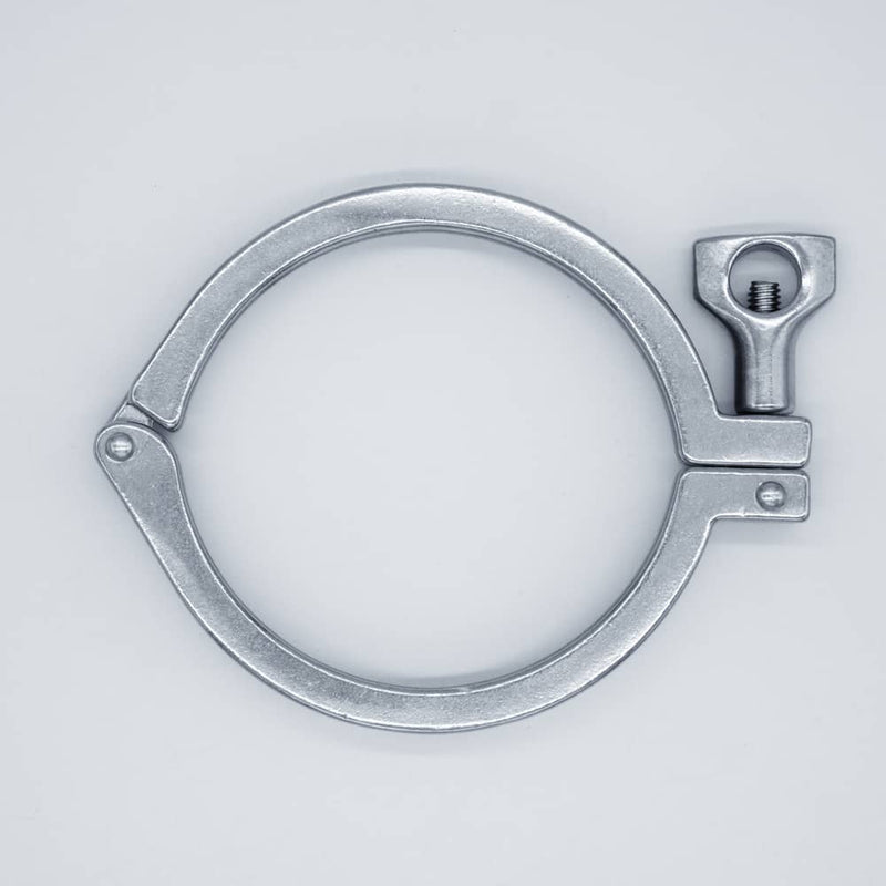 304 Stainless Steel 4 inch heavy duty Tri-Clamp. Side view to show product profile. Photo Credit: TCfittings.com