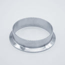 304 Stainless Steel 4-inch Tri-Clamp to 4-inch Long Ferrule - to be welded on to 4-inch tubing. Angled View. Photo Credit: TCfittings.com