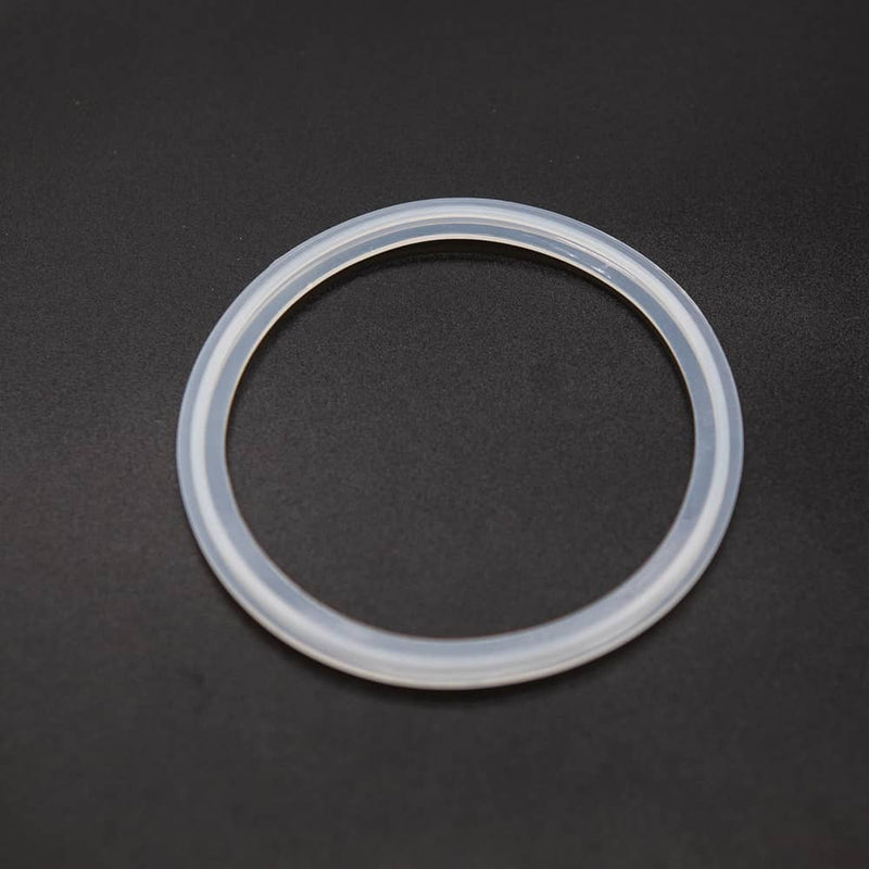 White Silicone gasket for a four inch tri-clamp connection. Single gasket. Photo credit: TCfittings.com.
