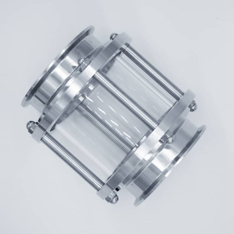 304 Stainless Steel and Borosilicate Glass tri-clamp compatible Sight Glass. Top down view to show product profile. Photo Credit: TCfittings.com