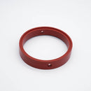 Orange SIlicone seat replacement seal for a six inch butterfly valve. Angled to display the band width. Photo credit: TCfittings.com.