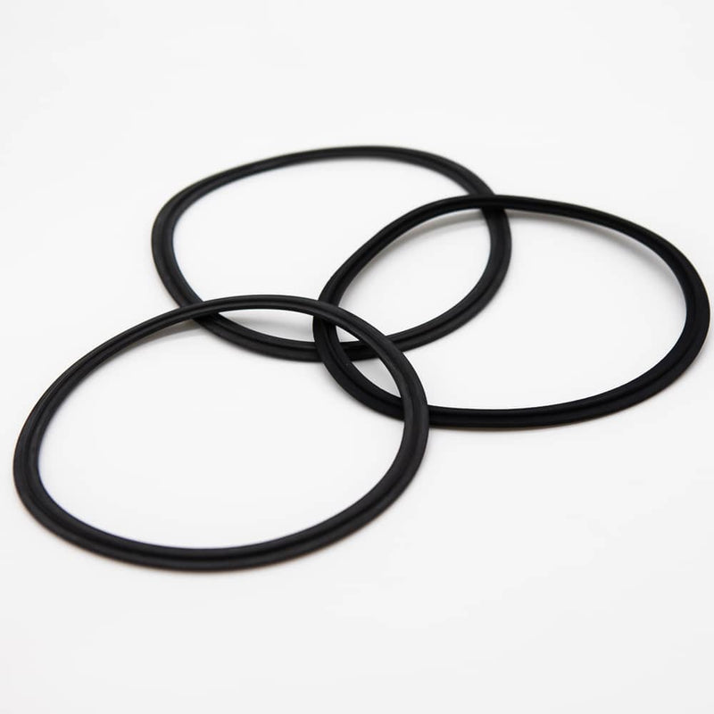 Black EPDM gasket for a six inch tri-clamp connection. Group of Three. Photo Credit: TCfittings.com