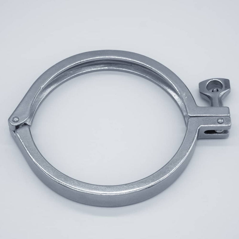 304 Stainless Steel 6 inch heavy duty Tri-Clamp. Angled view. Photo Credit: TCfittings.com