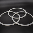 White Silicone gasket for a six inch tri-clamp connection. Group of Three. Photo Credit: TCfittings.com