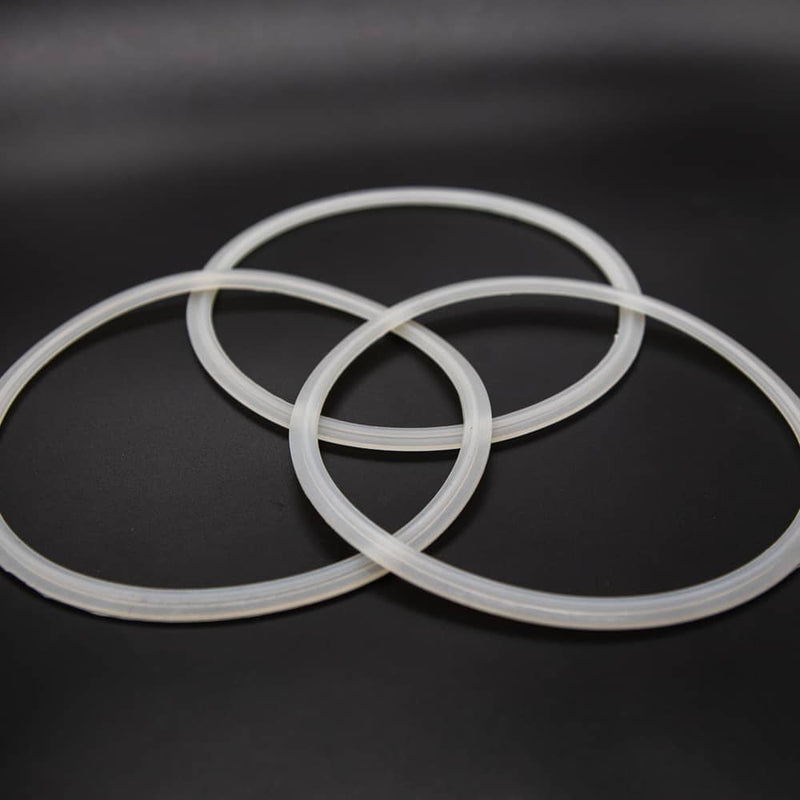 White Silicone gasket for a six inch tri-clamp connection. Group of Three. Photo Credit: TCfittings.com