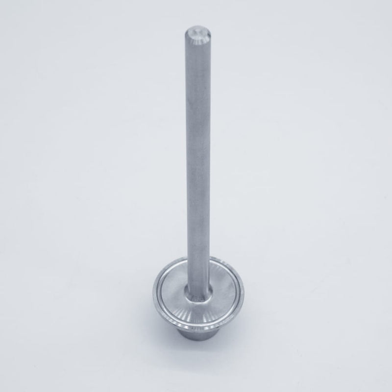 304 Stainless Steel 8 inch Long Thermowell with 1/2 inch FNPT Inlet & 1.5 inch Tri Clamp compatible mounting connection. Angled view. Photo Credit: TCfittings.com