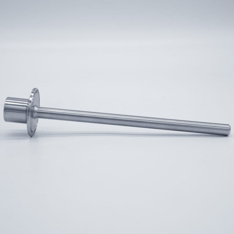 304 Stainless Steel 8 inch Long Thermowell with 1/2 inch FNPT Inlet & 1.5 inch Tri Clamp compatible mounting connection. Side view. Photo Credit: TCfittings.com