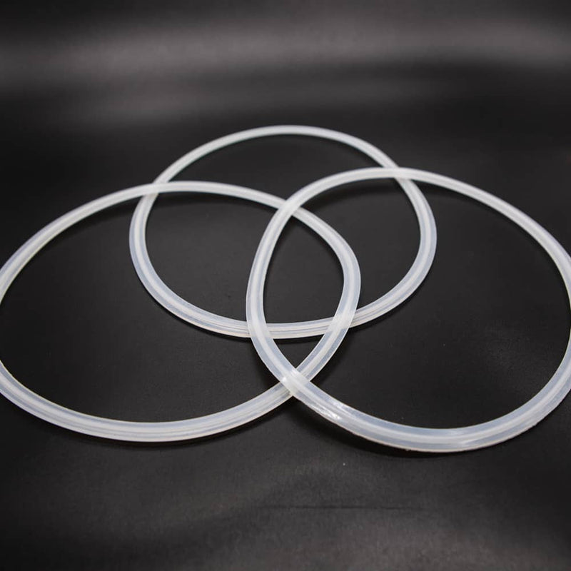 White Silicone gasket for an eight inch tri-clamp connection. Group of Three. Photo Credit: TCfittings.com