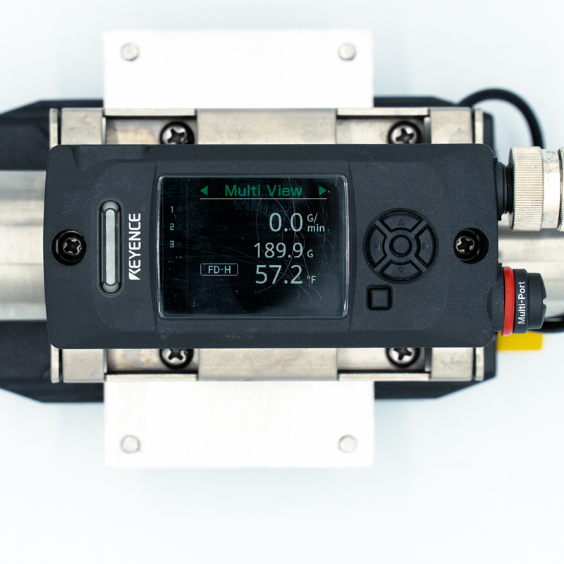 Close-up view of the digital display face of the flow meter. Photo credit to TCfittings.com