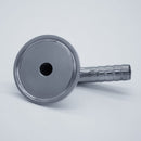 1.5-inch Tri-Clamp x 1/2-inch Hose Barb adapter with 90-degree bend. Bottom View. Photo Credit: TCfittings.com