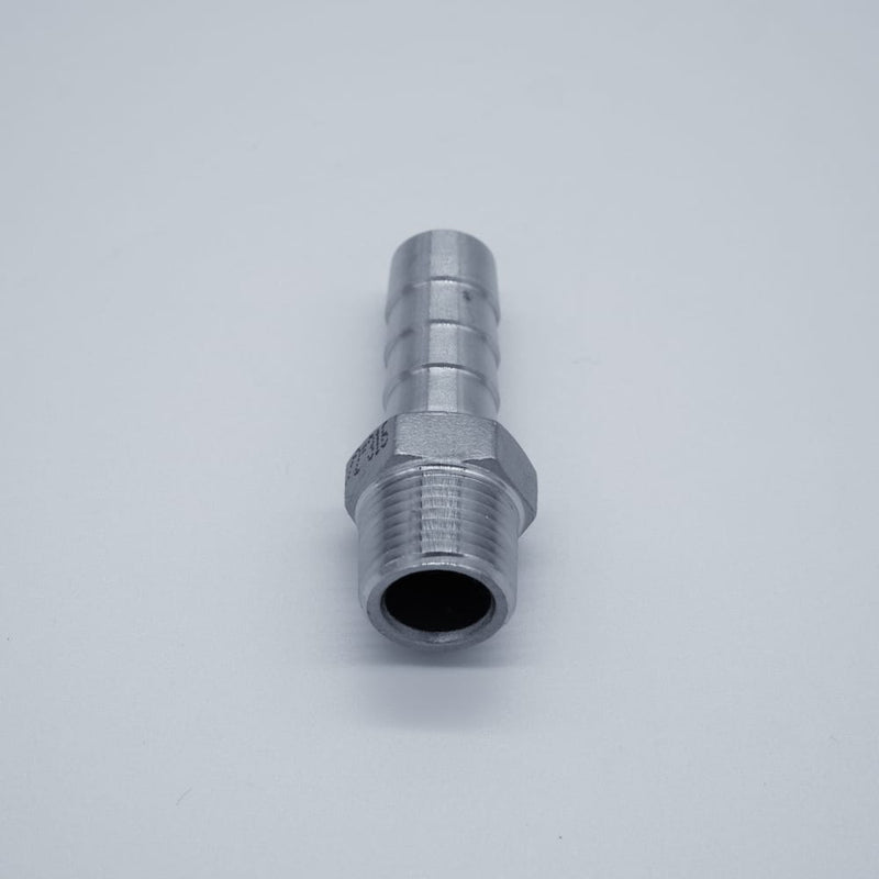 316 Stainless Steel 1/2-inch Male NPT to 5/8-inch Hose Barb Adapter. Bottom View. Photo Credit: TCfittings.com