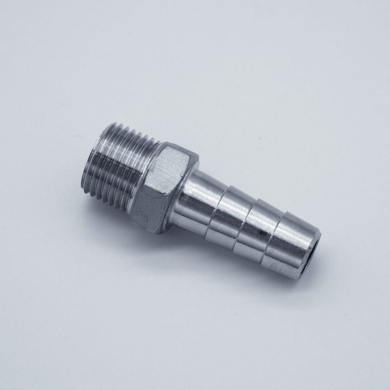 316 Stainless Steel 1/2-inch Male NPT to 5/8-inch Hose Barb Adapter. Main View. Photo Credit: TCfittings.com