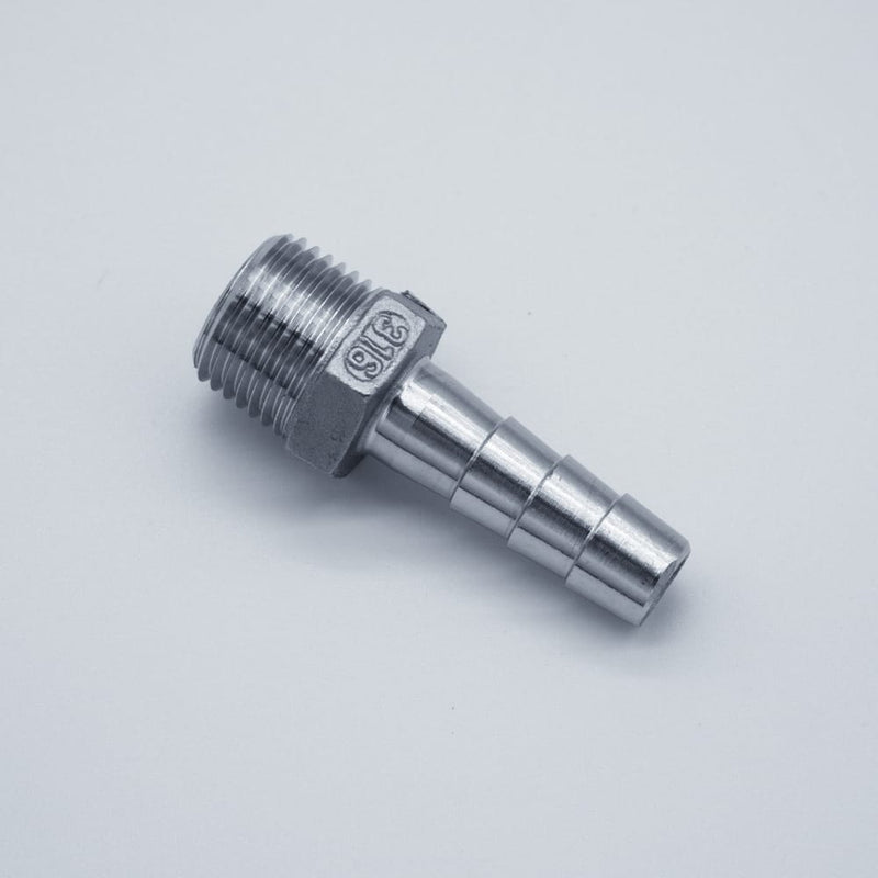 316 Stainless Steel 1/2-inch Male NPT to 1/2-inch Hose Barb Adapter. Main View. Photo Credit: TCfittings.com