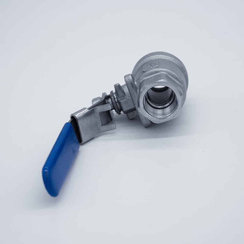 304 Stainless Steel 1/2-inch ball valve with Female NPT connections. Bottom view. Photo credit: TCfittings.com.