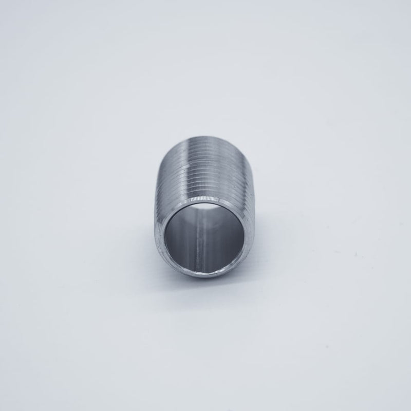 304 Stainless Steel 1/2-inch Male NPT Close Nipple. Angled View. Photo credit: TCfittings.com.