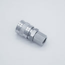 304 Stainless Steel 1/4-inch Female NPT to Female Air Quick Connect. Angled view. Photo credit: TCfittings.com.