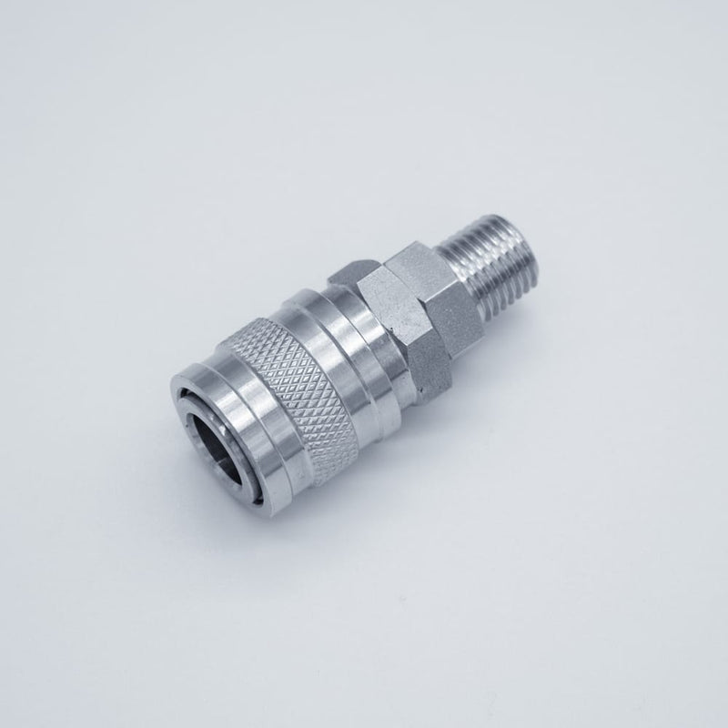304 Stainless Steel 1/4-inch Male NPT to Female Air Quick Connect. Main view. Photo credit: TCfittings.com.