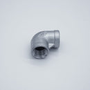 304 Stainless Steel 1/4-inch Female NPT to 1/4-inch Female NPT 90-degree elbow. Bottom view to show threads. Photo credit: TCfittings.com.