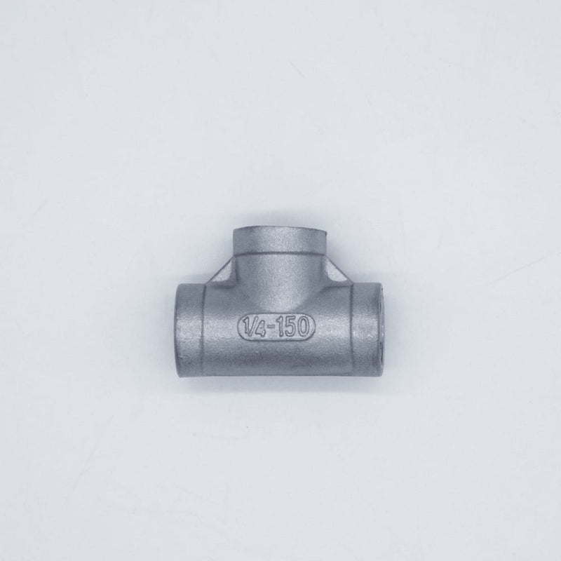 304 Stainless Steel 1/4 inch Female NPT Tee.. Top view. Photo Credit: TCfittings.com