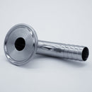 1.5-inch Tri-Clamp x 3/4-inch Hose Barb adapter with 90-degree bend. Bottom View. Photo Credit: TCfittings.com