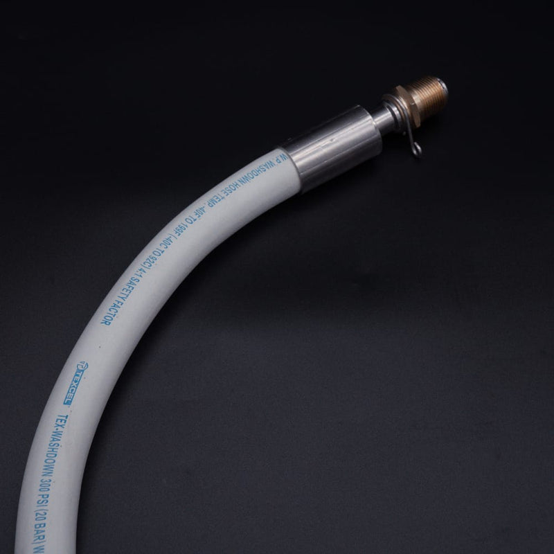 3/4-inch Texcel Washdown Hose with swivel end. Top View. Photo Credit: TCfittings.com