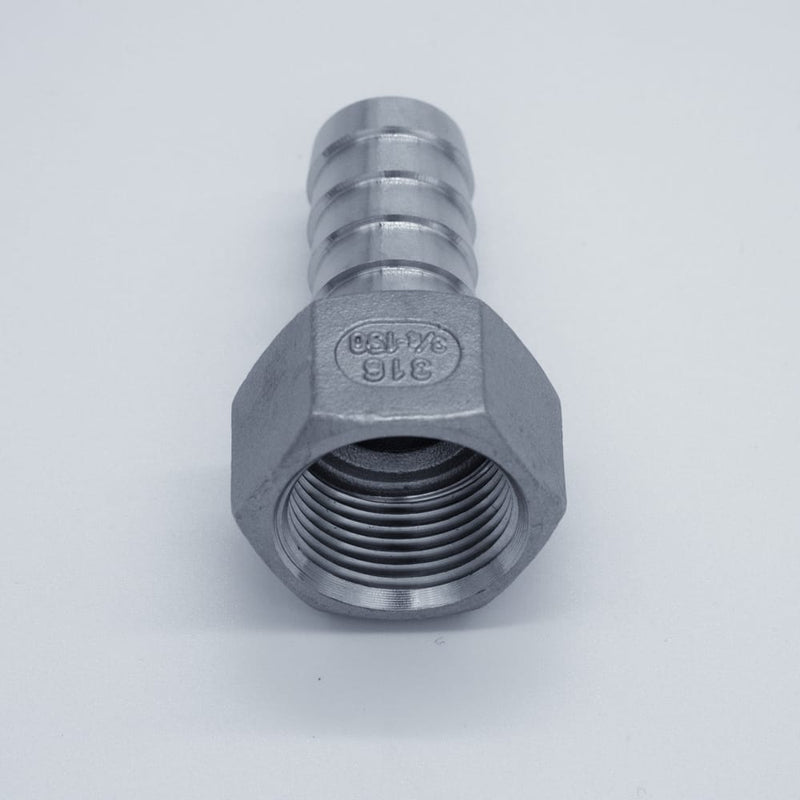 316 Stainless Steel 3/4-inch Female NPT to 3/4-inch Hose Barb Adapter. Bottom View. Photo Credit: TCfittings.com