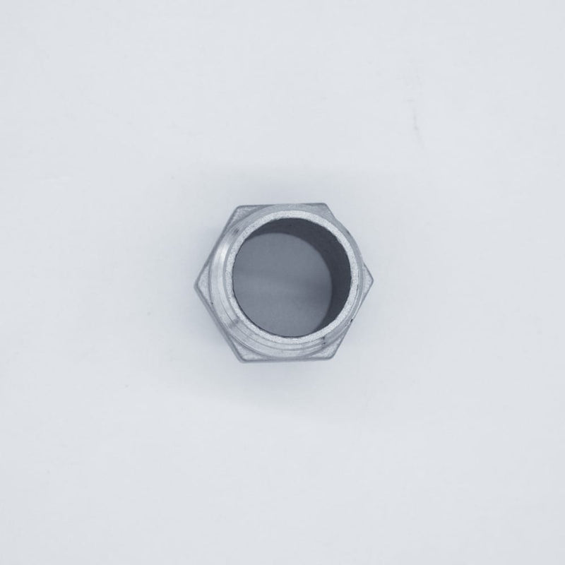 304 Stainless Steel 3/4-inch Male NPT Hex Nipple. Top View. Photo credit: TCfittings.com.